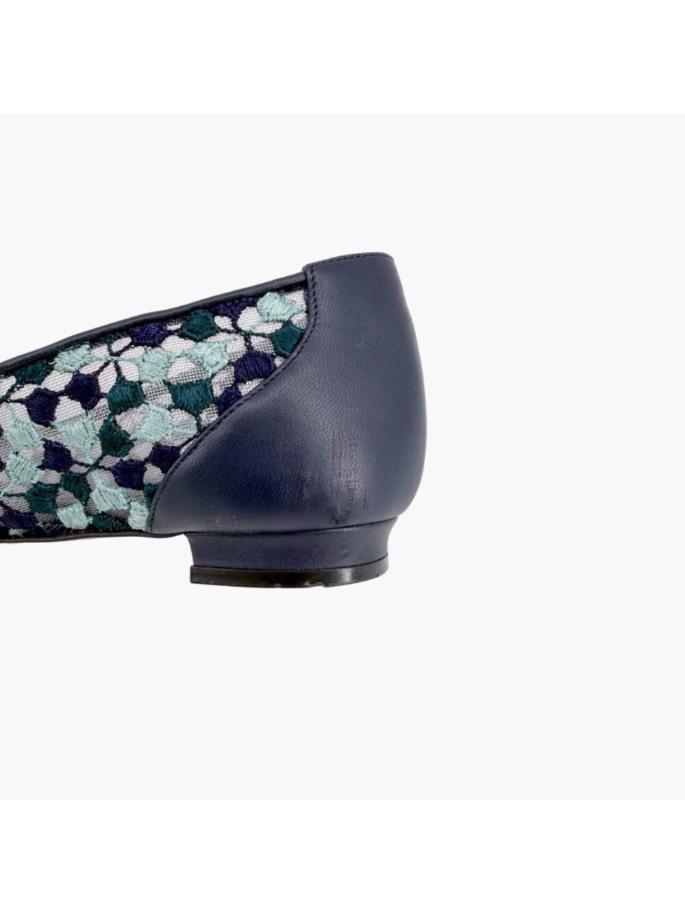 Manolo Blahnik Hangisi Ballet Flats Blue Lace Size 37.5 US 7.5 Crystal Pointed - Picture 12 of 15